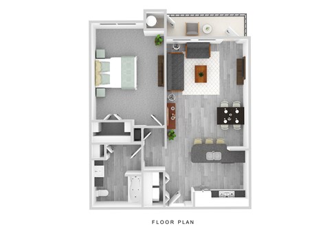 Floor plan for 1 bed, 1 bath, 756 sqft